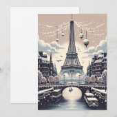 Parijse Winter Elegance - Kerstmis in de stad Feestdagenkaart (Voorkant / Achterkant)