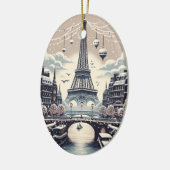 Parijse Winter Elegance - Kerstmis in de stad Keramisch Ornament (Links)