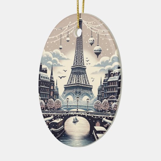 Parijse Winter Elegance - Kerstmis in de stad Keramisch Ornament (Links)