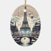 Parijse Winter Elegance - Kerstmis in de stad Keramisch Ornament (Voorkant)