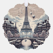 Parijse Winter Elegance - Kerstmis in de stad Ornament Kaart (Voorkant)