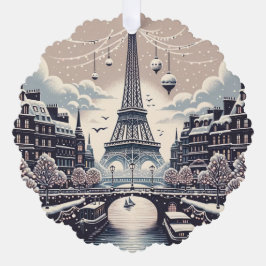 Parijse Winter Elegance - Kerstmis in de stad Ornament Kaart