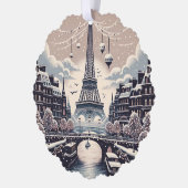 Parijse Winter Elegance - Kerstmis in de stad Ornament Kaart (Links)