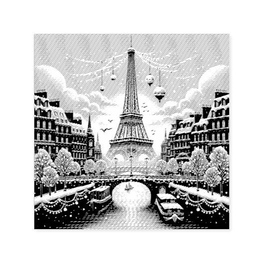 Parijse Winter Elegance - Kerstmis in de stad Zelfinktende Stempel (Design)