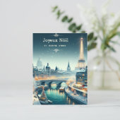 Parijse winter elegantie briefkaart (Staand voorkant)