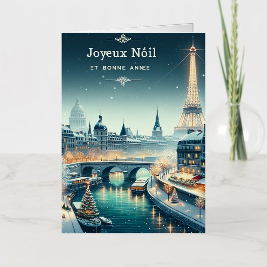 Parijse winter elegantie folie feestdagenkaart (Voorkant)