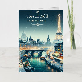 Parijse winter elegantie folie feestdagenkaart
