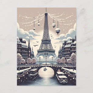 Parijse Winter Elegantie - Kerst in de Stad Briefkaart