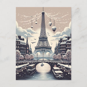 Parijse Winter Elegantie - Kerst in de Stad Briefkaart