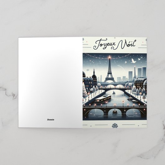 Parijse Winter Elegantie, Stad van de lichten Folie Feestdagenkaart (Buiten Laag)