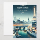Parijse winterelegantie feestdagenkaart (Voorkant / Achterkant)