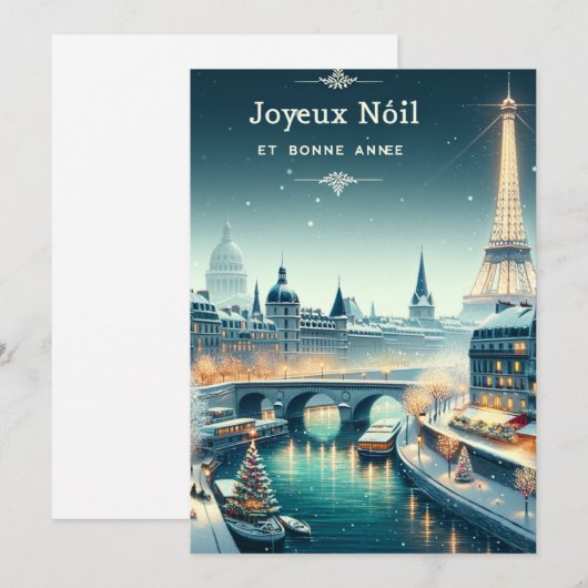 Parijse winterelegantie feestdagenkaart (Voorkant / Achterkant)