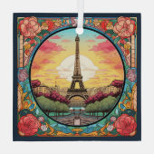 Parijse Zonsondergang Eifeltoren Parijs Franse Blo Glas Ornament (Achterkant)
