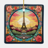 Parijse Zonsondergang Eifeltoren Parijs Franse Blo Keramisch Ornament (Achterkant)
