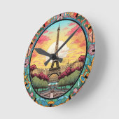 Parijse Zonsondergang Eifeltoren Parijs Franse Blo Ronde Klok (Hoek)