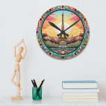 Parijse Zonsondergang Eifeltoren Parijs Franse Blo Ronde Klok<br><div class="desc">De heldere Parijse Sunset Eifel Tower Paris French Floral Clocks heeft een Parijse zonsondergang in art decostijl met de Eifel Tower in een gedurfd bloemenrijk lijst. Creëer door Evco Studio www.zazzle.com/store/evcostudio</div>