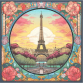 Parijse Zonsondergang Eifeltoren Parijs Franse Blo Sticker (Voorkant)