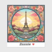 Parijse Zonsondergang Eifeltoren Parijs Franse Blo Sticker (Vel)