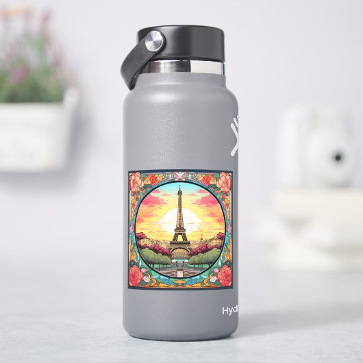 Parijse Zonsondergang Eifeltoren Parijs Franse Blo Sticker (HydroFlask)