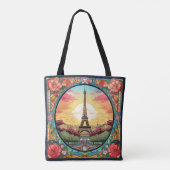 Parijse Zonsondergang Eifeltoren Parijs Franse Blo Tote Bag (Achterkant)