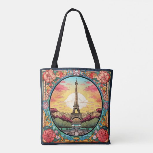 Parijse Zonsondergang Eifeltoren Parijs Franse Blo Tote Bag (Achterkant)