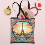 Parijse Zonsondergang Eifeltoren Parijs Franse Blo Tote Bag<br><div class="desc">De heldere Parijse Sunset Eifel Tower Paris French Floral Canvas tassen heeft een Parijse zonsondergang in art decostijl met de Eifel Tower in een gedurfd bloemrijk lijst. Creëer door Evco Studio www.zazzle.com/store/evcostudio</div>