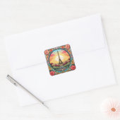Parijse Zonsondergang Eifeltoren Parijs Franse Blo Vierkante Sticker (Envelop)