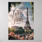 Parijse zonsondergang met Eiffeltoren Poster (Voorkant)