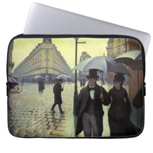 Parijsse straat op een regenachtige dag door Gusta Laptop Sleeve