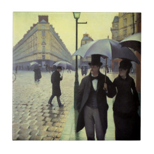 Parijsse straat op een regenachtige dag van Gustav Tegeltje
