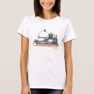 Parinirvana Stupa Kushinagar India Zwarte Inktlijn T-shirt