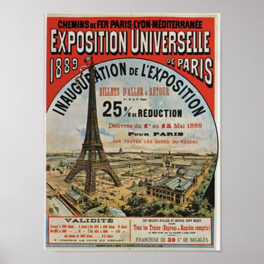Paris 1889 – Expostion Universelle Weltausstellung Poster (Voorkant)