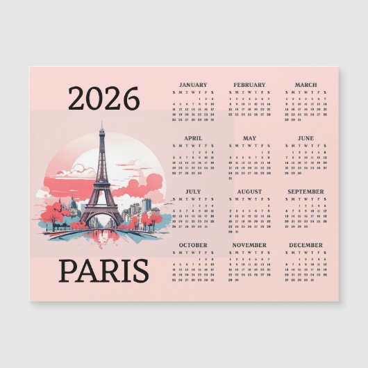 Paris 2026 Agenda Magnetische Kaart (Voorkant)