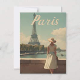 Paris 50s vintage travel briefkaart