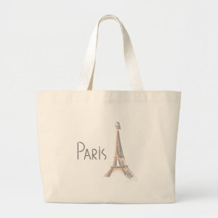PARIS Abstracte grijze Eiffeltoren Grote Tote Bag