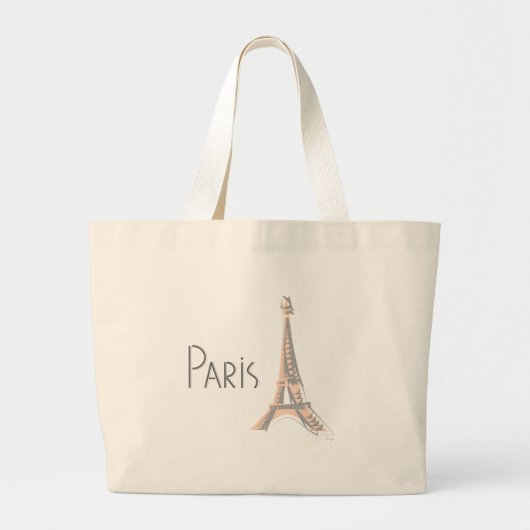 PARIS Abstracte grijze Eiffeltoren Grote Tote Bag (Voorkant)