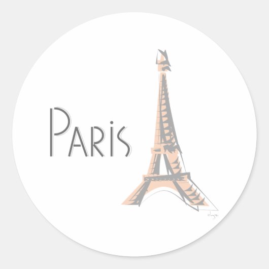 PARIS Abstracte grijze Eiffeltoren Ronde Sticker (Voorkant)