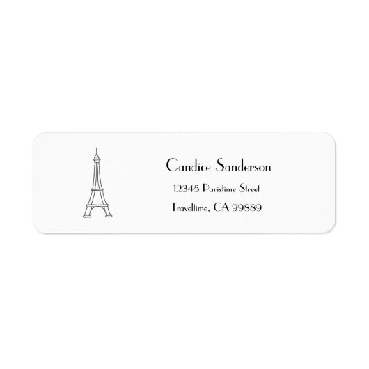 Paris Address Label, Travel Theme Party Label (Voorkant)