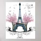 Paris Amour  Eiffel Tower Poster (Voorkant)