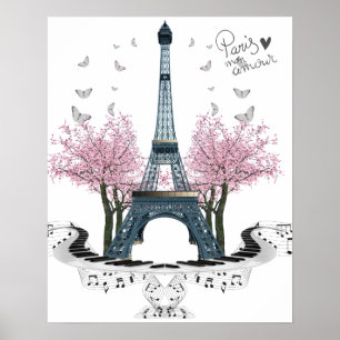Paris Amour  Eiffel Tower Poster