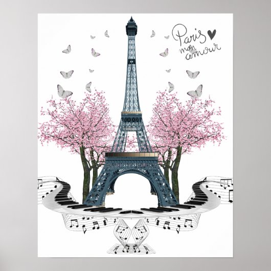 Paris Amour  Eiffel Tower Poster (Voorkant)