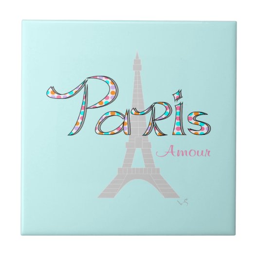 PARIS Amour met Eiffeltoren Tegeltje (Voorkant)
