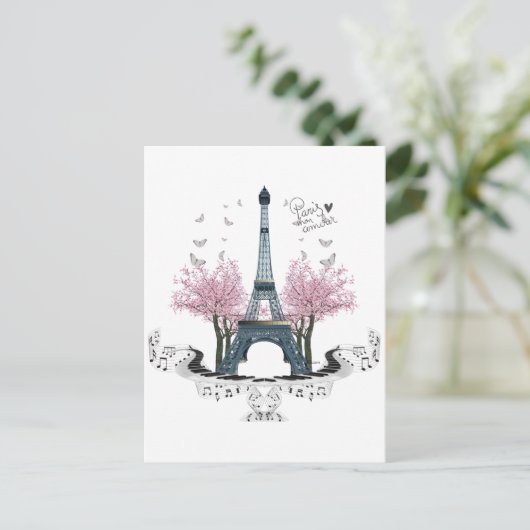 Paris Amour Wrapped Canvas Print Briefkaart (Staand voorkant)