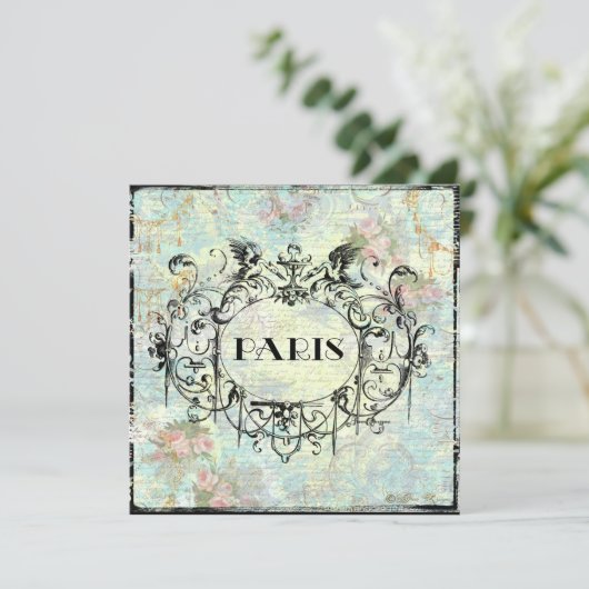 Paris Antiek Style  Uitnodiging (Staand voorkant)