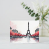 Paris aquarel kunst briefkaart (Staand voorkant)