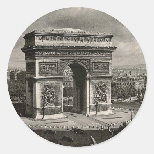 Paris Arc de Triomphe 1943 Ronde Sticker (Voorkant)