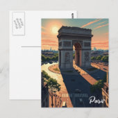 Paris Arc de Triomphe Ansichtkaart Briefkaart (Voorkant / Achterkant)