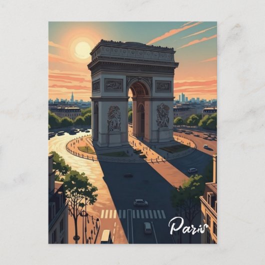 Paris Arc de Triomphe Ansichtkaart Briefkaart (Voorkant)
