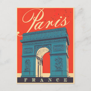 Paris Arc de Triomphe France vintage travelage Briefkaart