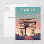 Paris Arc de Triomphe Postcard Briefkaart (Voorkant / Achterkant)